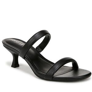 Life Stride Black Two-Strap Kitten Heel Sandals